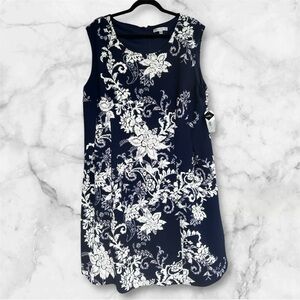 Sandra Darren Floral Navy and White sleeveless Dress sz 20W nwt, 014